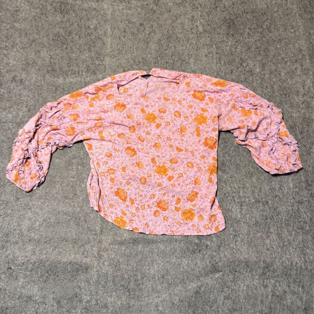 Easel Womens Blouse Top Size M Pink Floral Boho Ruffled Sleeve